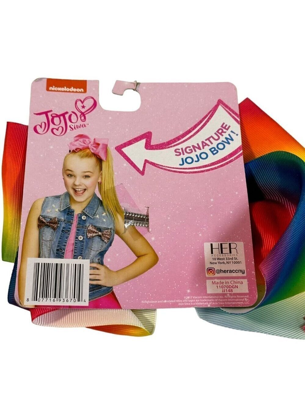JoJo Siwa Signature Rainbow Hair Bow 7" Large Cheer Accessory Girl Gift - Picture 2 of 7